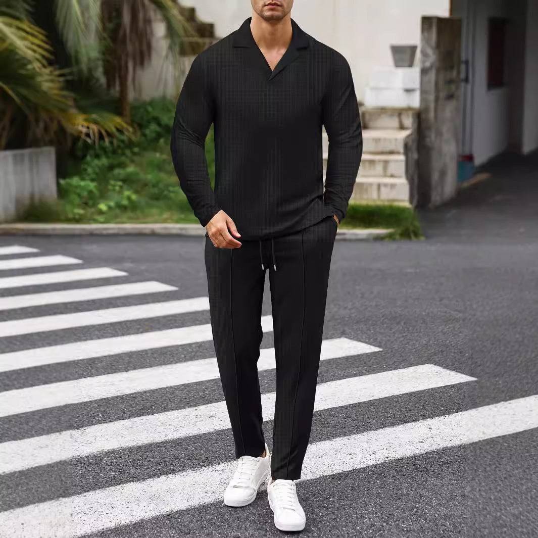 New Men's Solid Color Sweatsuit Tracksuit Pants and Top Combo - Clothing Personality