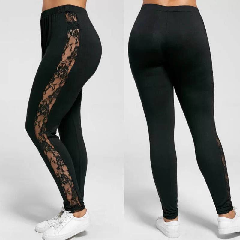 Plus Size Sexy Women Holllow Out Lace Leggings - Clothing Personality