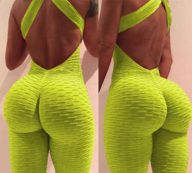 Yoga Jumpsuit Cross Design Backless Tracksuit Full Bodysuit - Clothing Personality