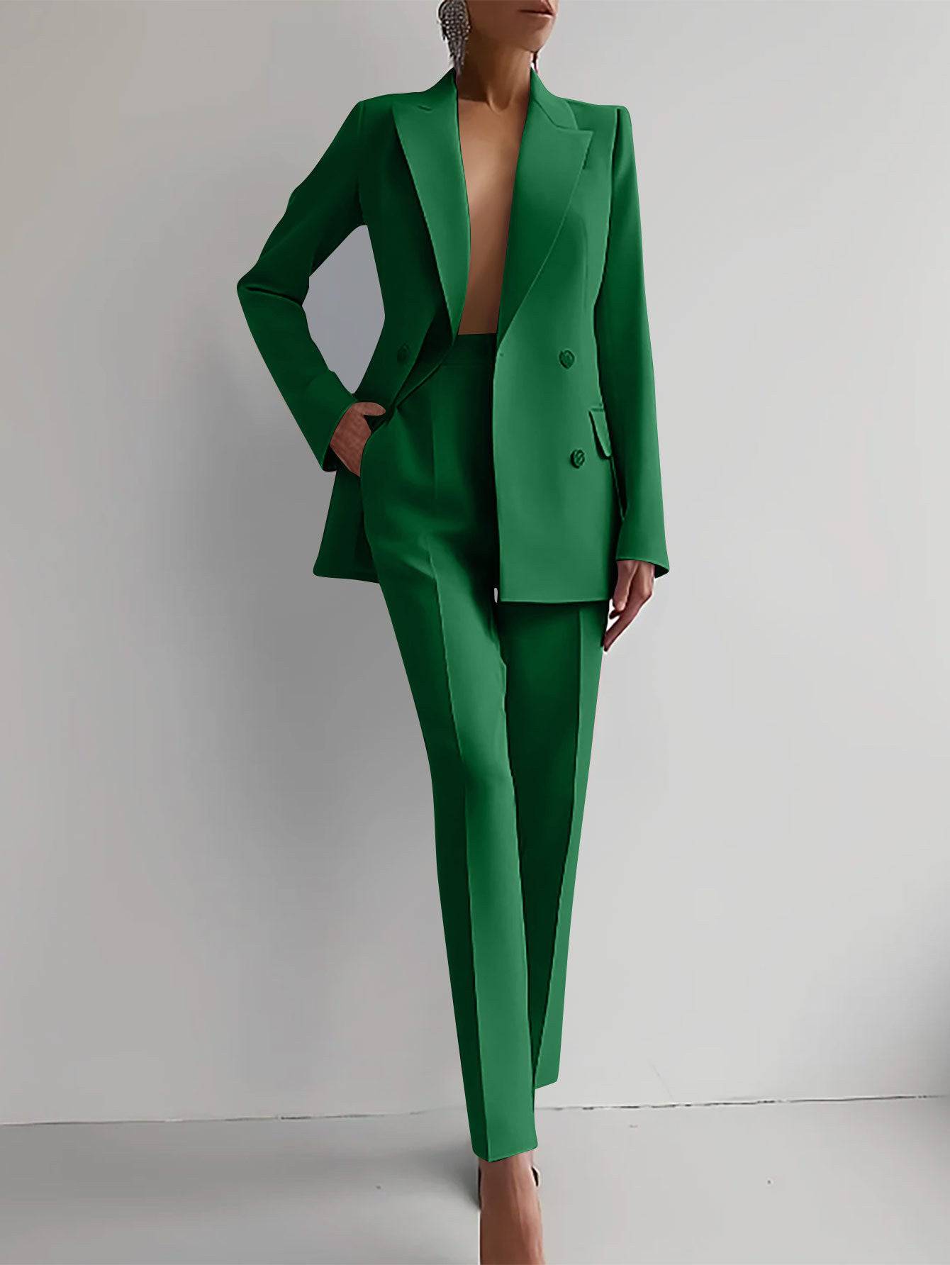 Women's Business Suit Two-Piece Outfit Blazer and Pants Set Business Suit Office Fashion Casual Business Attire Women's - Clothing Personality