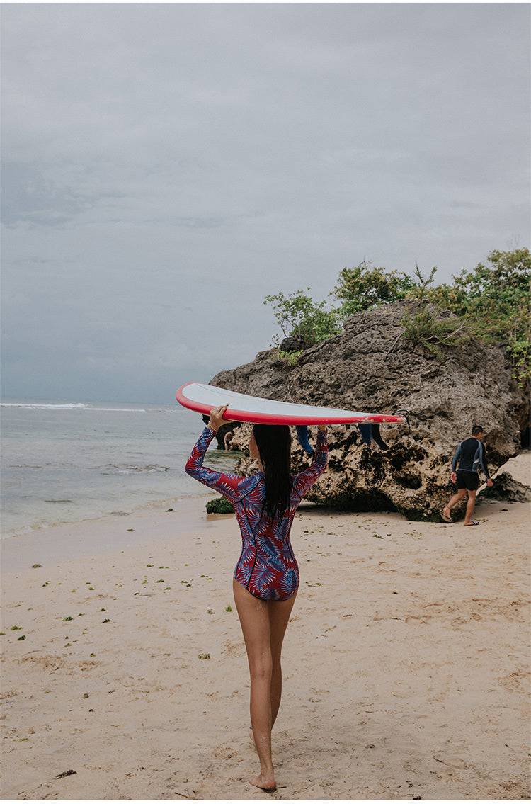 Women's Printed Multi-Color Long Sleeve Sunscreen Swimsuit - Clothing Personality