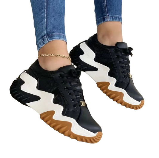 Women Shoes Lace-up Sports Sneakers - Clothing Personality