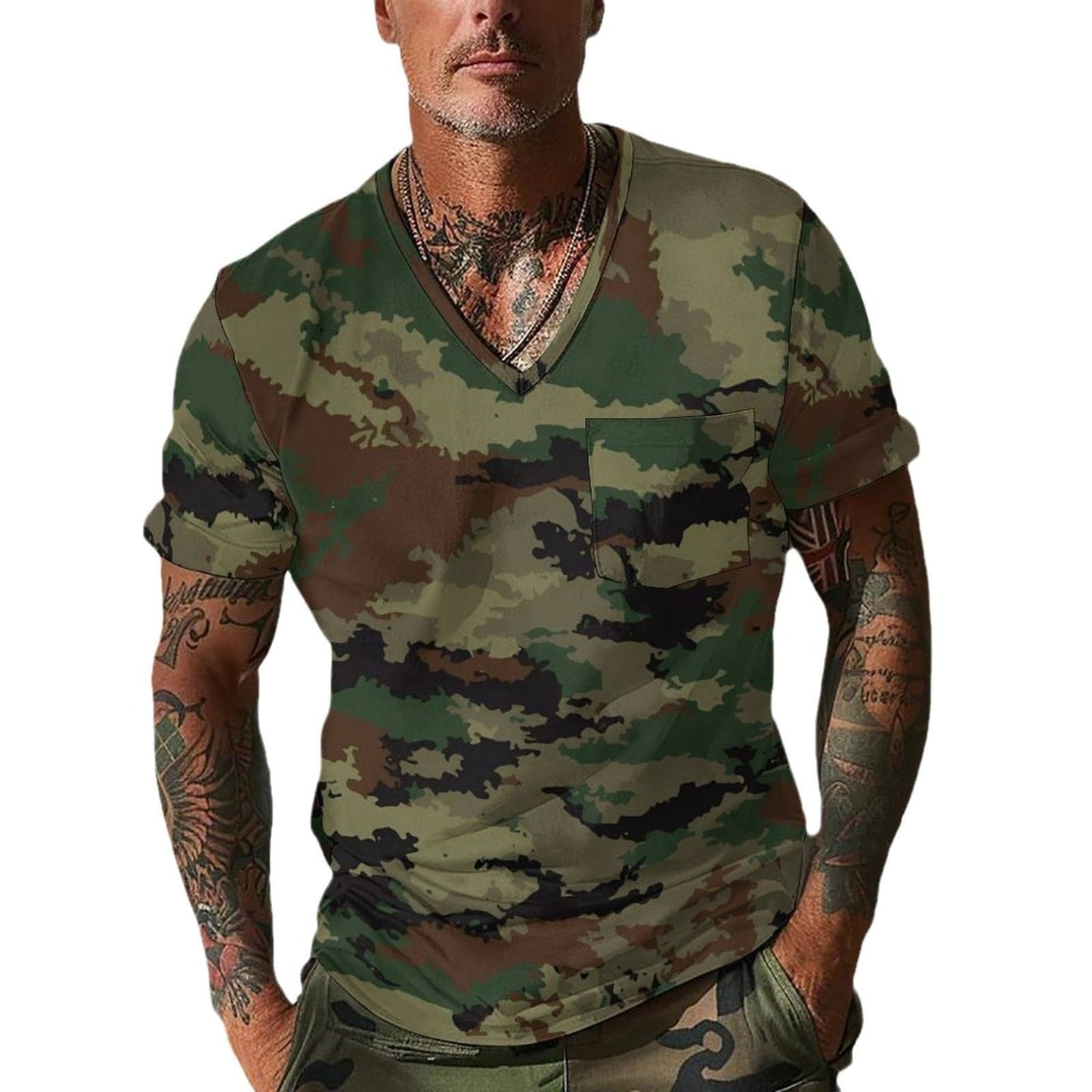 Summer Men's Design Camouflage Breathable Loose Fashion Short Sleeve - Clothing Personality