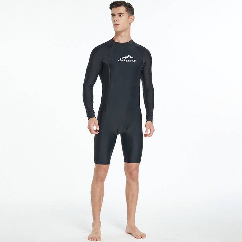 Men's One-piece Swimsuit Tight Long Sleeve Sun Protection Quick-drying - Clothing Personality