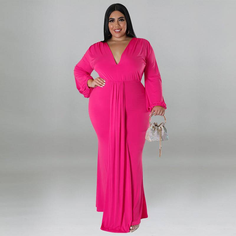Women's Long Sleeve Pleated Dress - Clothing Personality