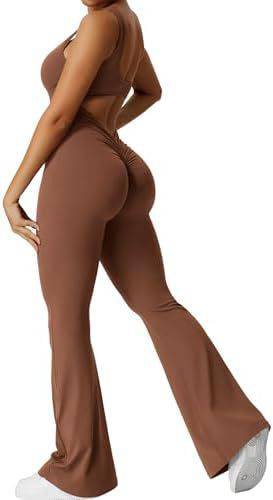 Women Sleeveless Flare Jumpsuits Fitness Yoga Long Pants - Clothing Personality