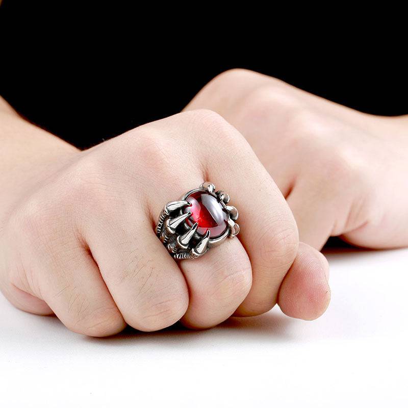 Men's Vintage Personality Titanium Steel Inlaid Zircon Ring - Clothing Personality