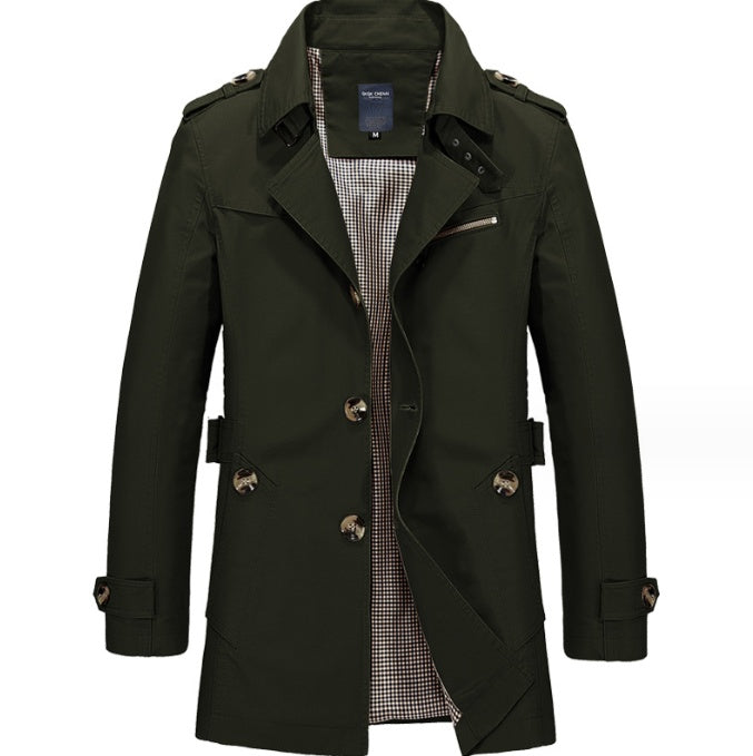 Spring Men's Casual Mid-length Thin Windbreaker Men's Top - Clothing Personality