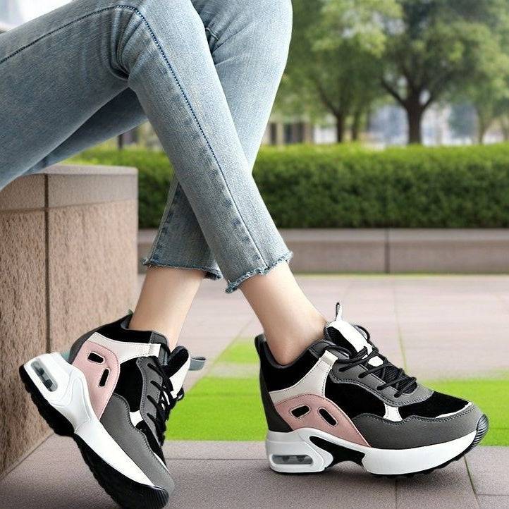 Casual Leather Plus Size Hidden Heel Platform Sneaker - Clothing Personality