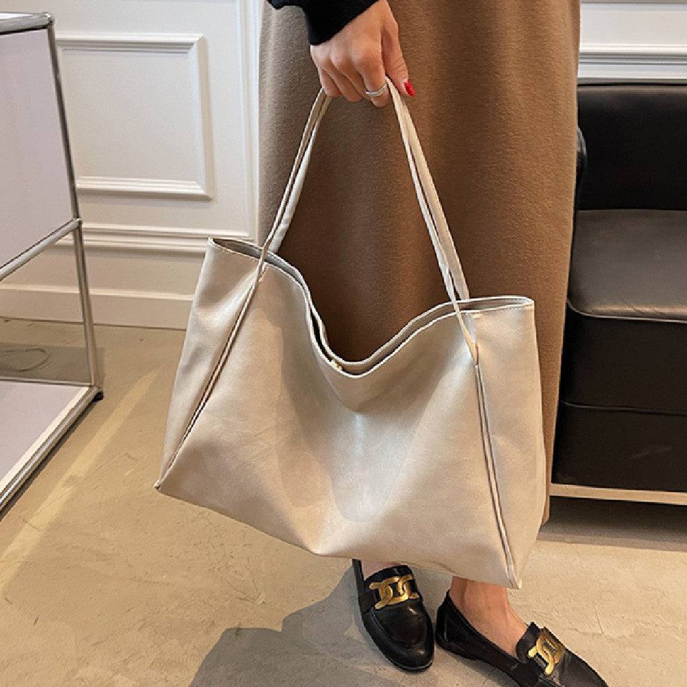 Vintage Women's Tote Bag Athletic Casual Fashion Large Capacity Leather Shoulder Bag Shopper Harajuku Simple Handbag - Clothing Personality