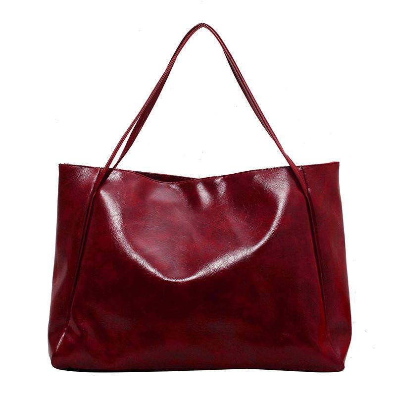 Vintage Women's Tote Bag Athletic Casual Fashion Large Capacity Leather Shoulder Bag Shopper Harajuku Simple Handbag - Clothing Personality