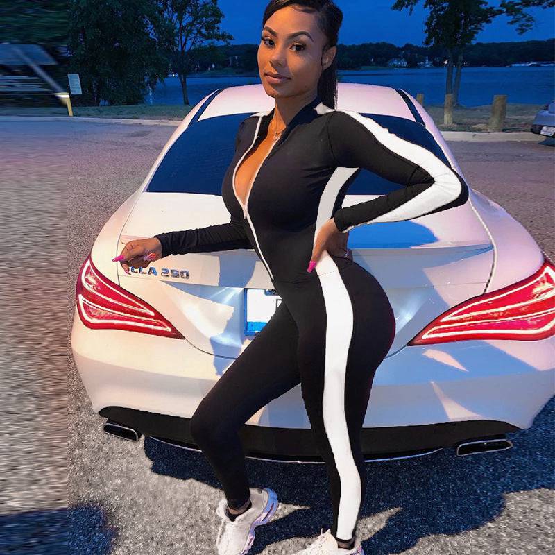 Zipper stitching yoga sports jumpsuit - Clothing Personality
