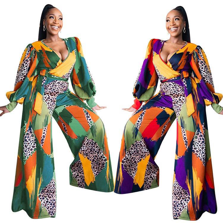 Women''s Wear Autumn And Winter Fashion Printed Jumpsuit - Clothing Personality
