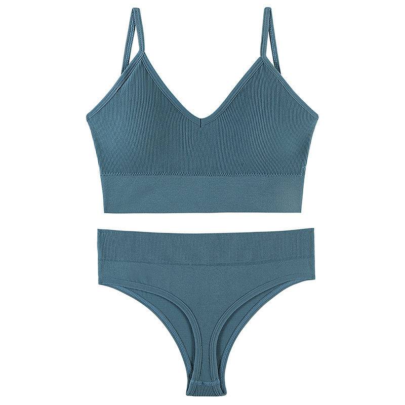 Women's Underwear Small Chest Push-up Thin Wireless Large Size Sports Sling Vest French Triangle Cup Bra Set - Clothing Personality