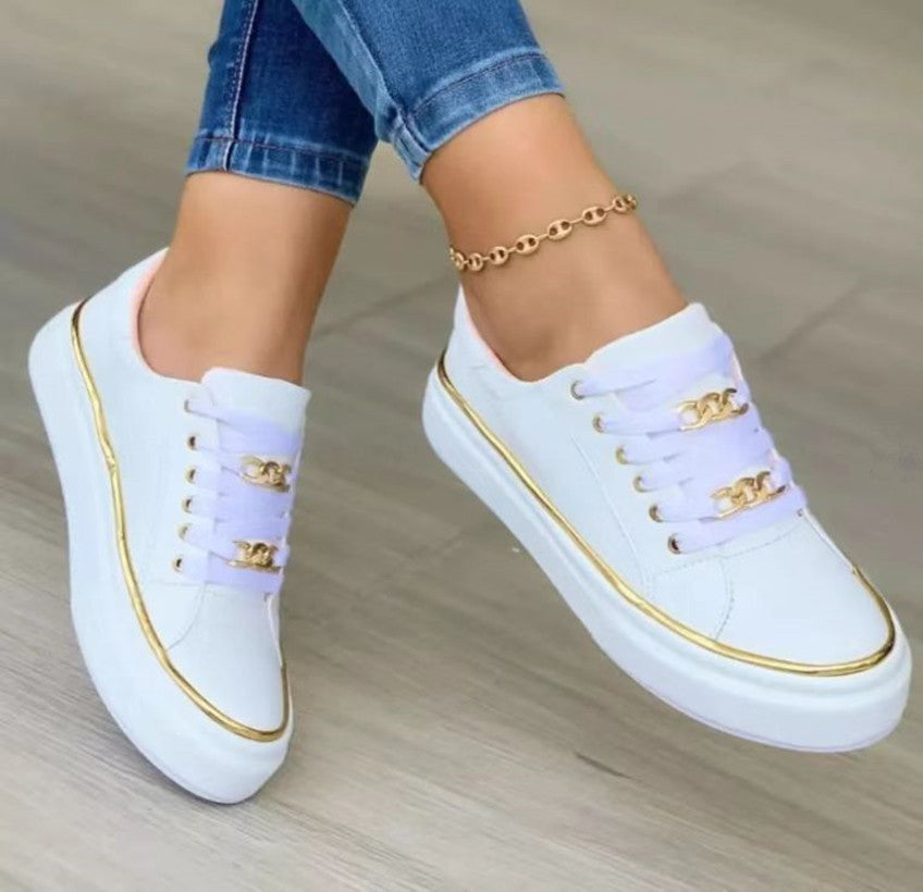 Chain Flats Shoes Thick Bottom Loafers For Walking Sports Shoes For Women - Clothing Personality