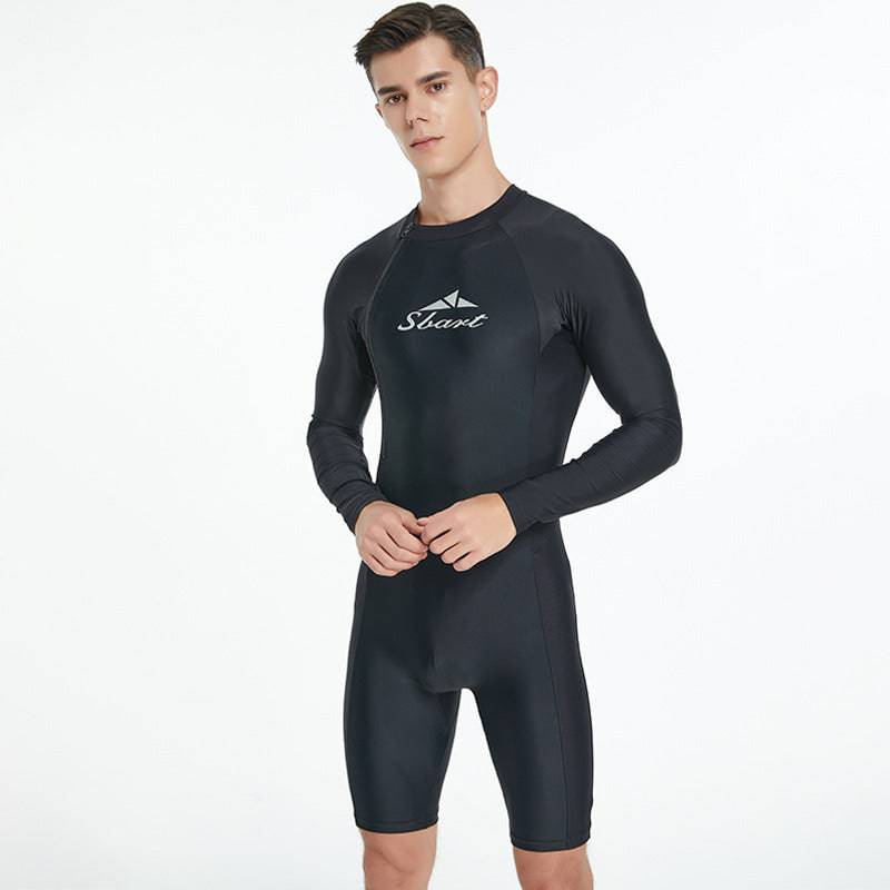 Men's One-piece Swimsuit Tight Long Sleeve Sun Protection Quick-drying - Clothing Personality
