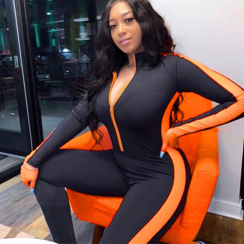 Zipper stitching yoga sports jumpsuit - Clothing Personality