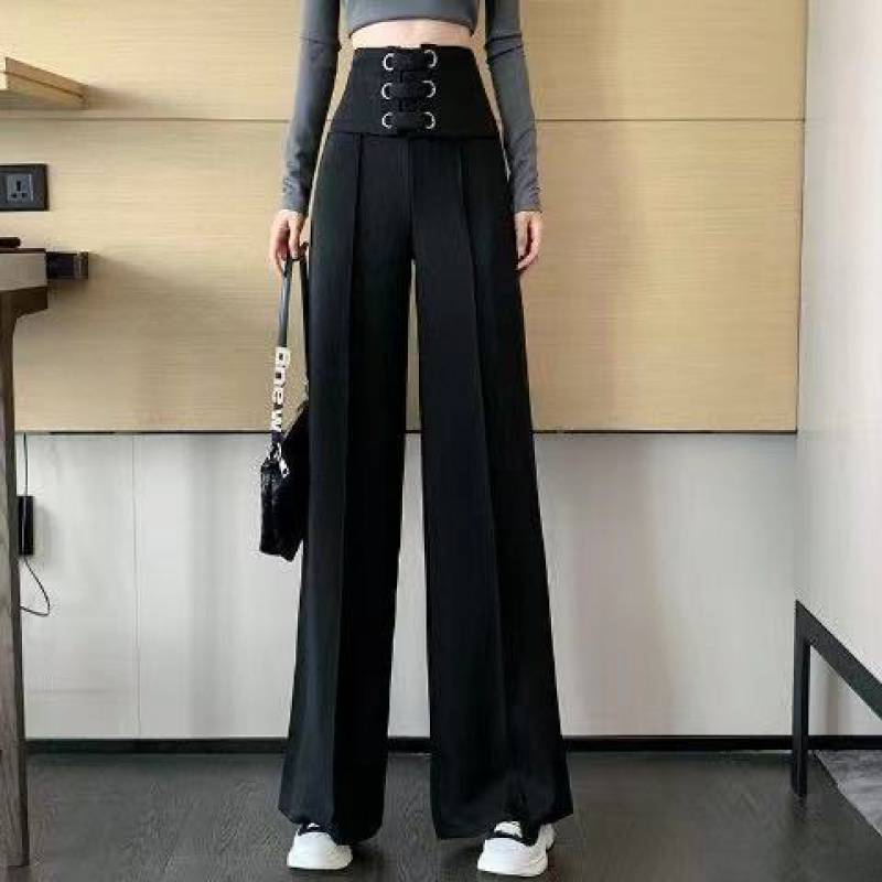 women's high waist wide leg pants drape straight spring autumn - Clothing Personality