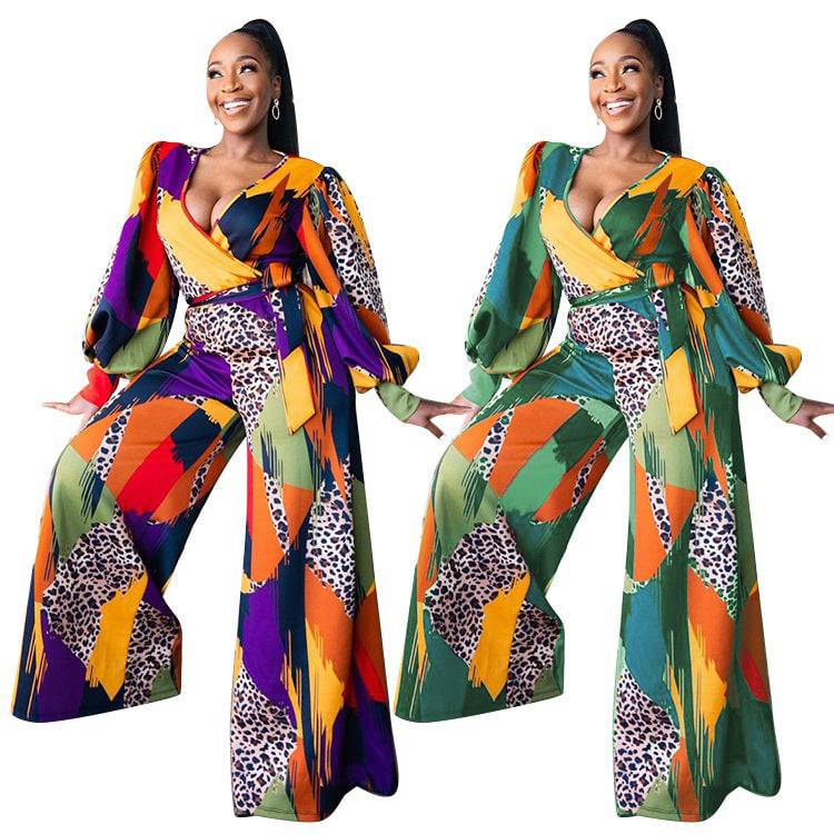 Women''s Wear Autumn And Winter Fashion Printed Jumpsuit - Clothing Personality