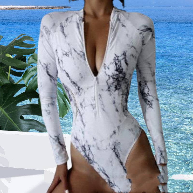 Long Sleeve Swimsuit Zipper Surfing Suit - Clothing Personality