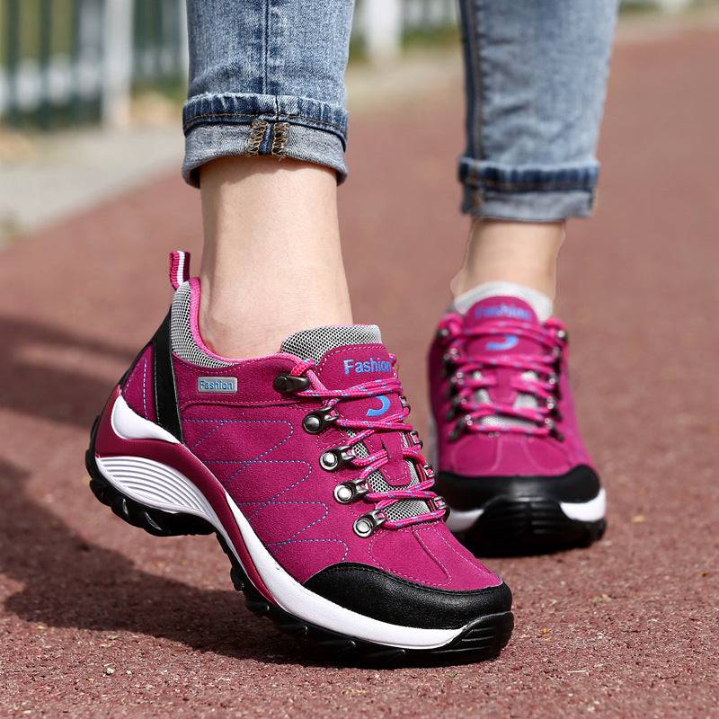 Women’s Genuine Leather Hiking Sneakers – Non-Slip, Lace-Up Trail Shoes - Clothing Personality