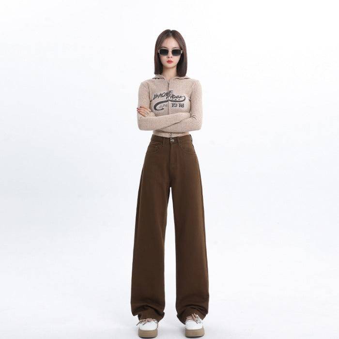 Spring And Autumn New Style White Wide Leg Jeans Women's Loose Straight - Clothing Personality