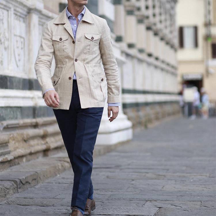 Men's Blazer Light Jacket Spring Linen Jacket British Retro Gentry - Clothing Personality