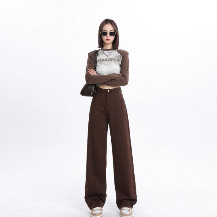 Spring And Autumn New Style White Wide Leg Jeans Women's Loose Straight - Clothing Personality