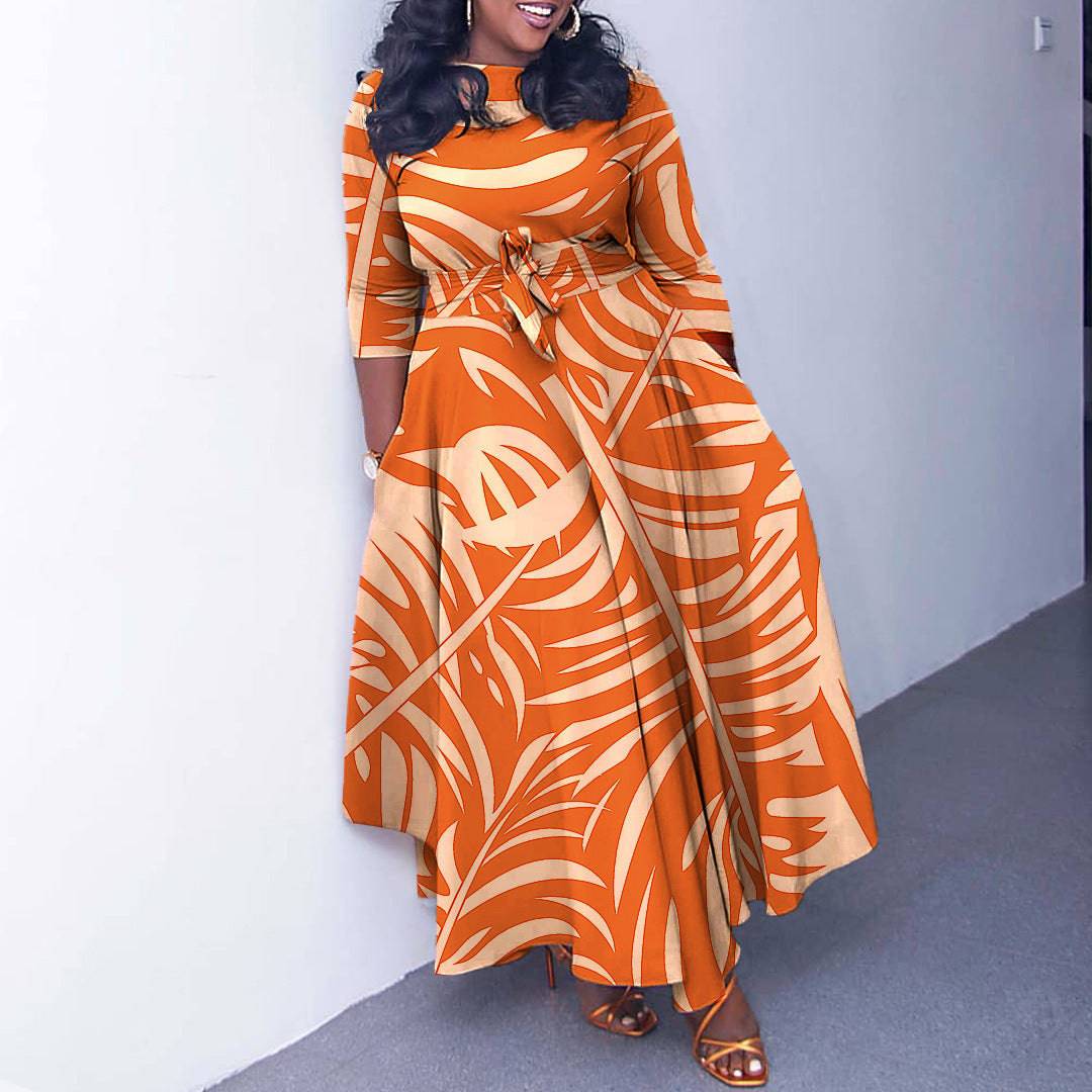 Fashion Elegant Tied African Plus Size Long Dress - Clothing Personality