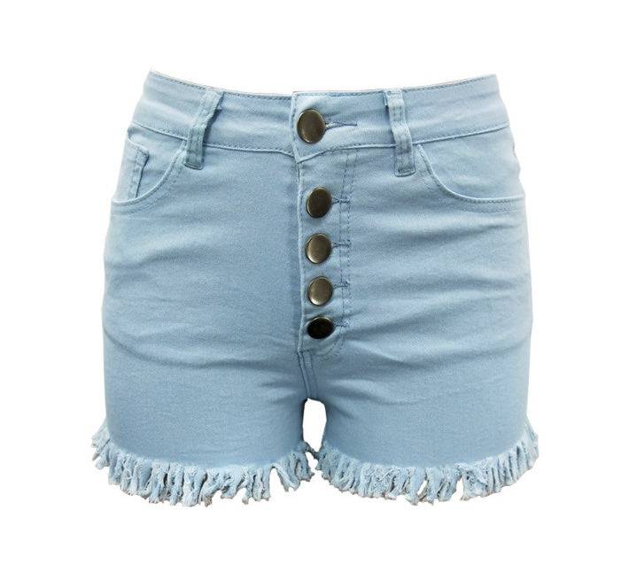 Women's Denim Button Front Micro Shorts Buttons Decorative Sexy Denim Shorts - Clothing Personality