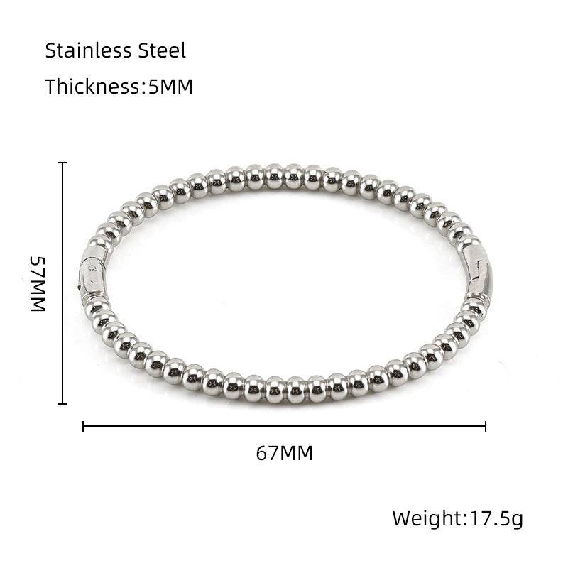Fashion Bamboo Titanium Steel Bracelet Three Beads - Clothing Personality