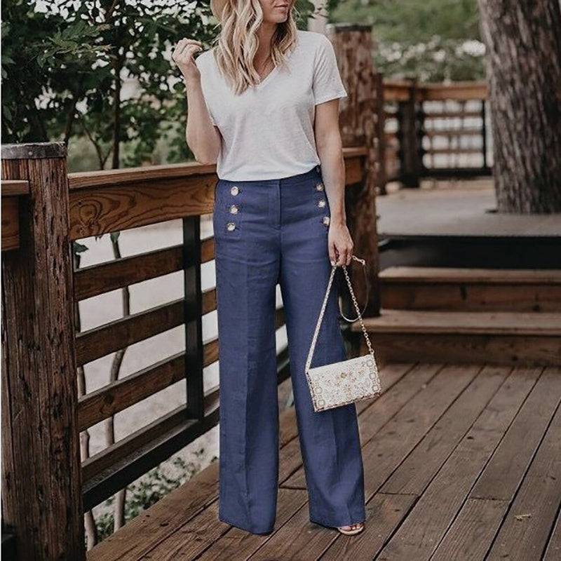 Button wide leg pants - Clothing Personality