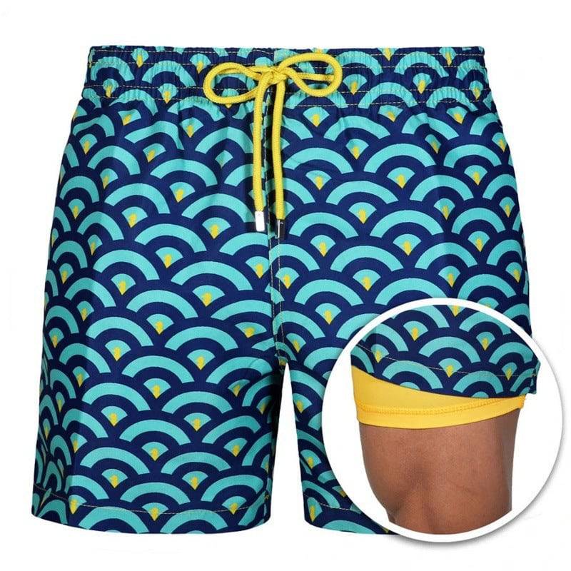 Men's Printed Beach Shorts Sports Double Layer Shorts Summer - Clothing Personality