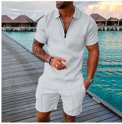 New Men's Summer Short Sleeve Shorts Casual Suit - Clothing Personality