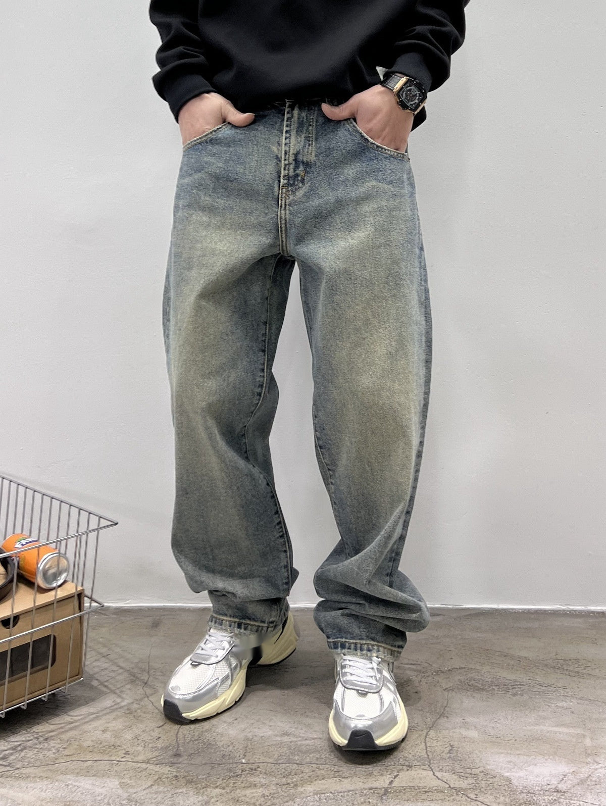 Jeans Men's Autumn New Baggy Straight Trousers Casual Long Pants - Clothing Personality