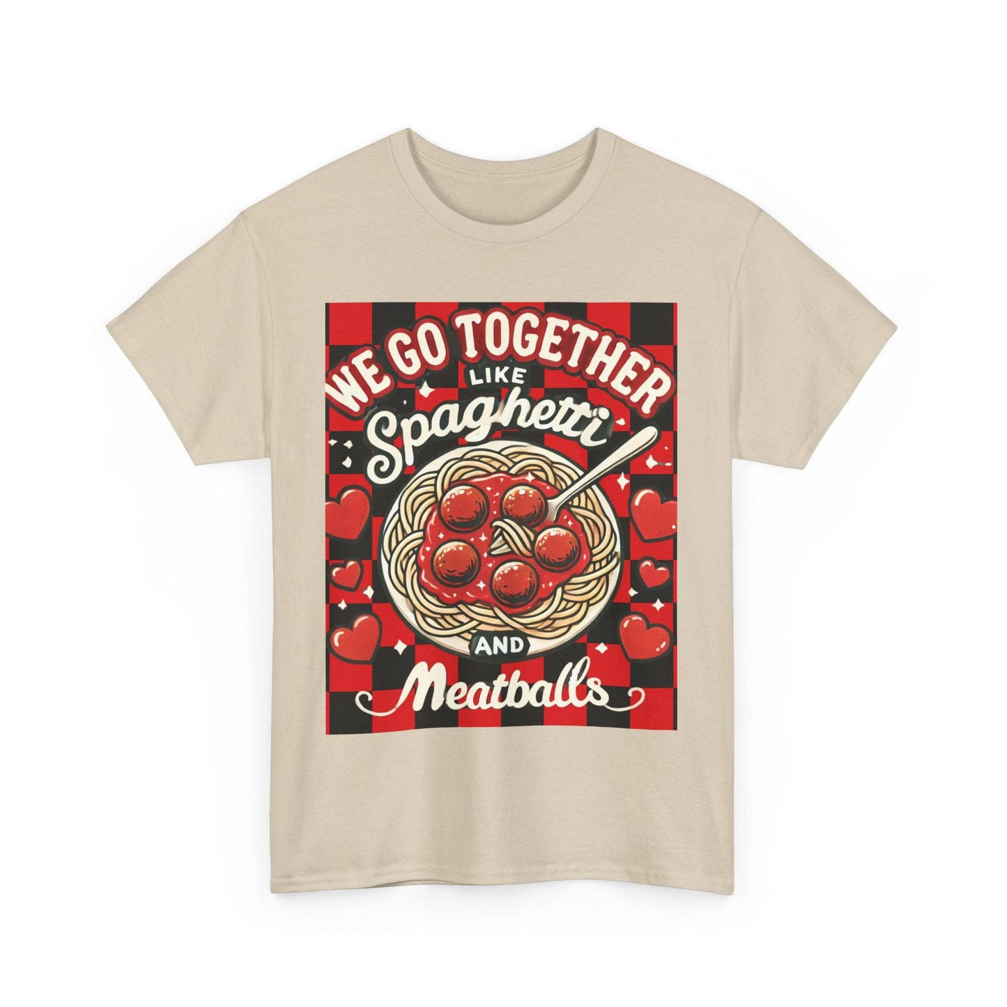 Perfect Pair: Spaghetti and Meatballs Graphic Tee - Cute Foodie T-Shirt for Couples - Clothing Personality