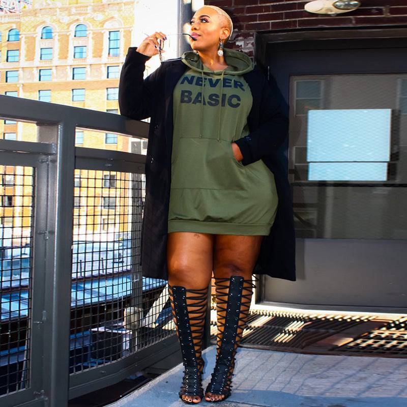 Simple Fashion Plus Size Ladies Sweater Dress - Clothing Personality