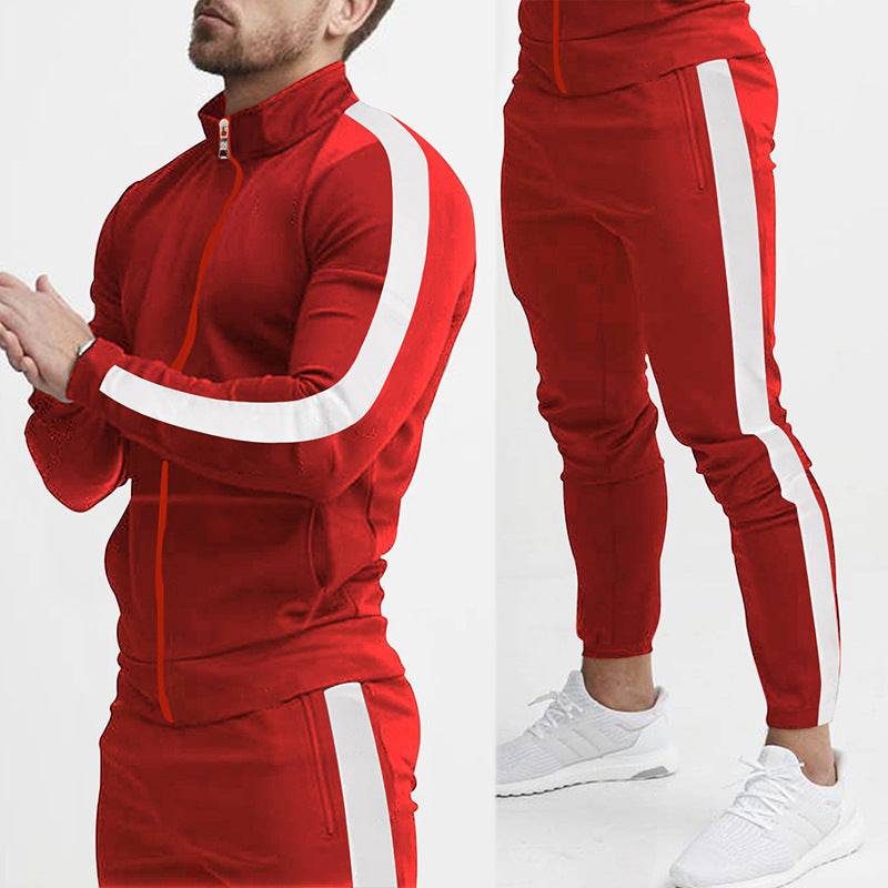 Men's Fashion Personalized Color Matching Hooded Sports Suit - Clothing Personality