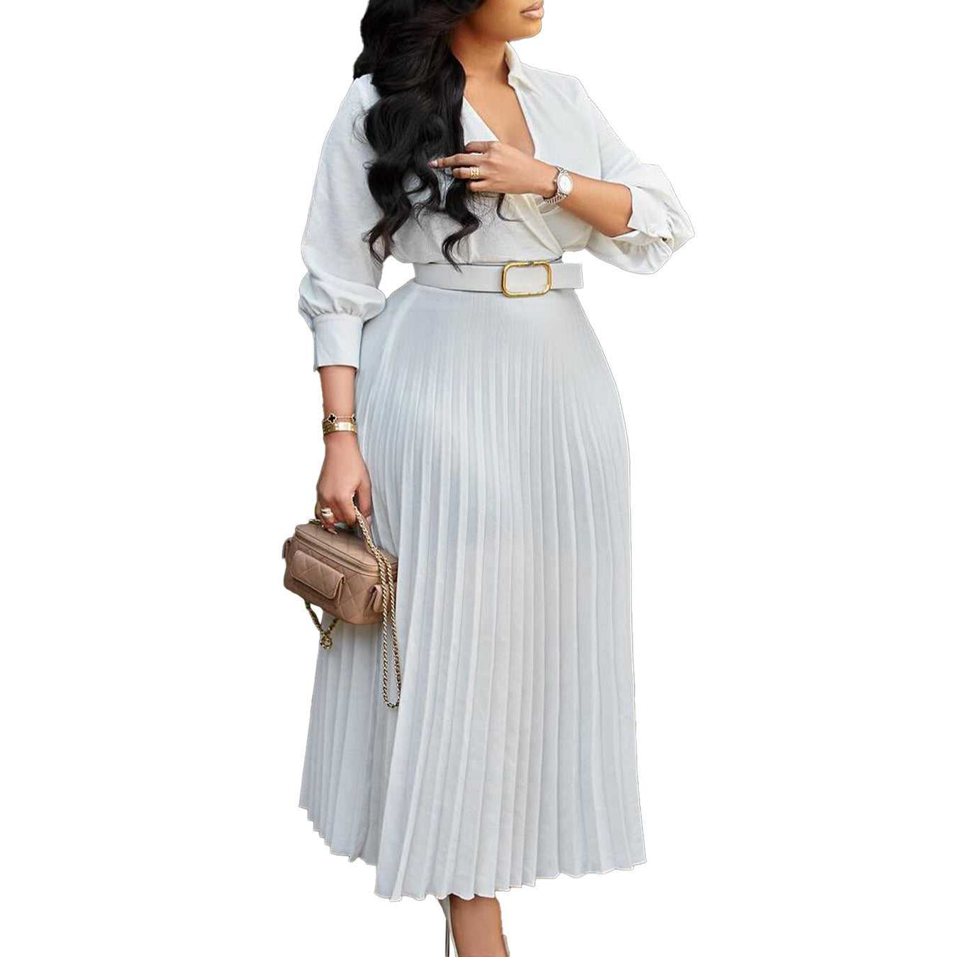 Women's Solid Color Plus Size Dress - Clothing Personality