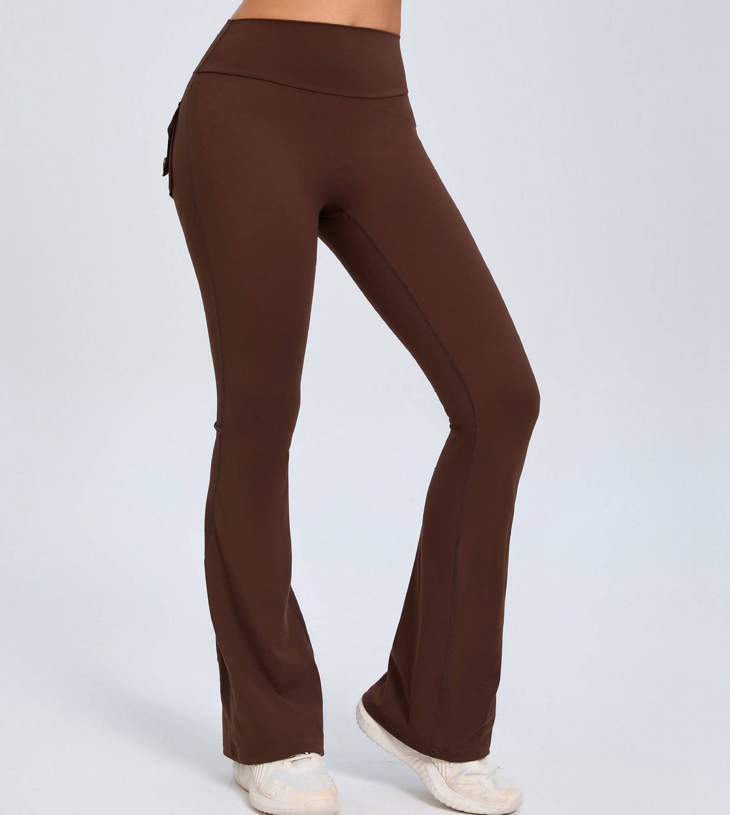 Yoga Fitness Flared Pants With Pockets Ins Fashion Slim High Waist Sports Trousers Scrunch Butt Booty Workout Lifting Leggings - Clothing Personality