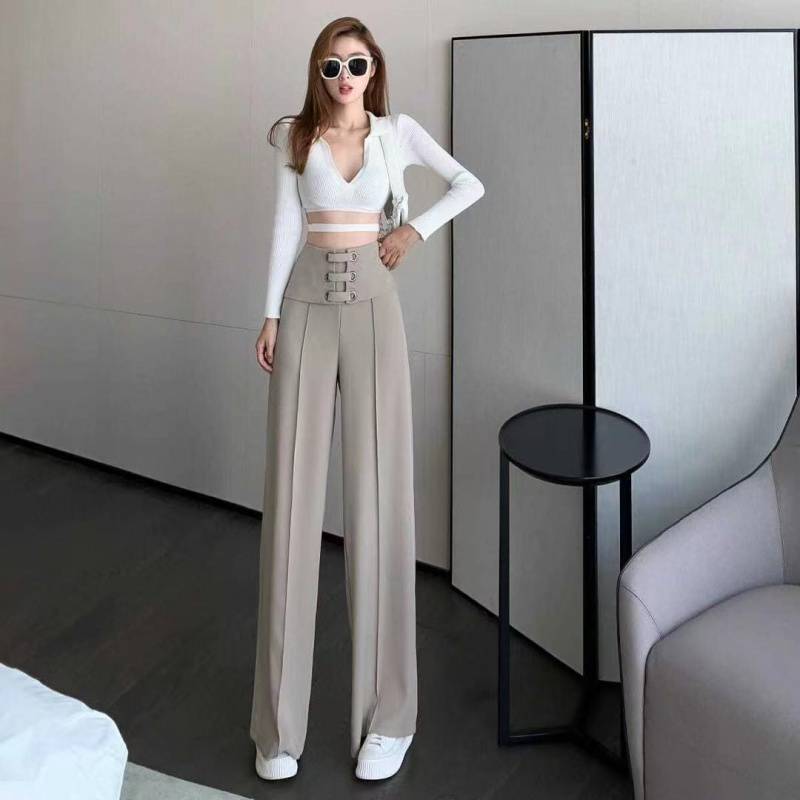 women's high waist wide leg pants drape straight spring autumn - Clothing Personality