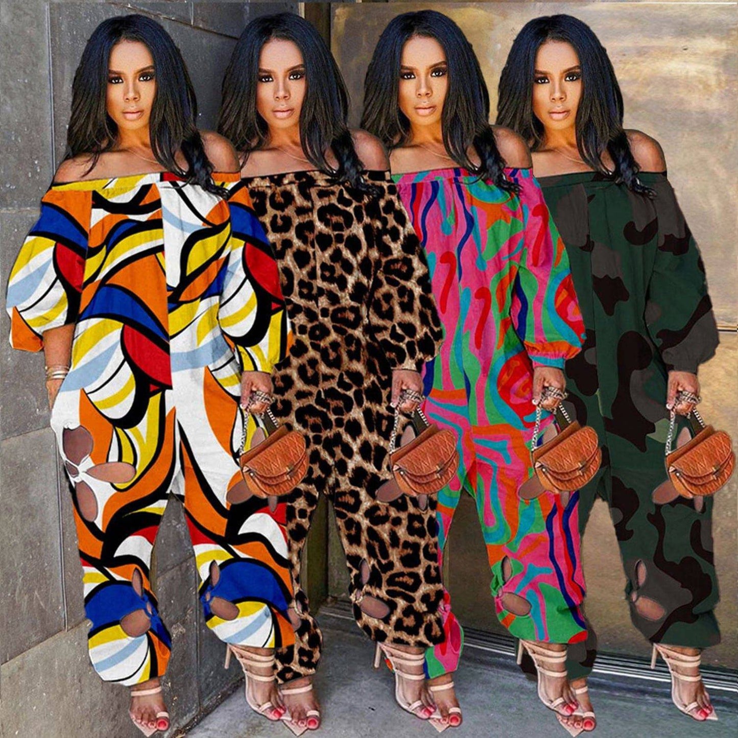 Sexy Slim Backless Crocheted Floral Print Plus Size Jumpsuit - Clothing Personality