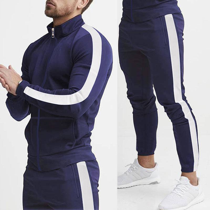 Men's Fashion Personalized Color Matching Hooded Sports Suit - Clothing Personality