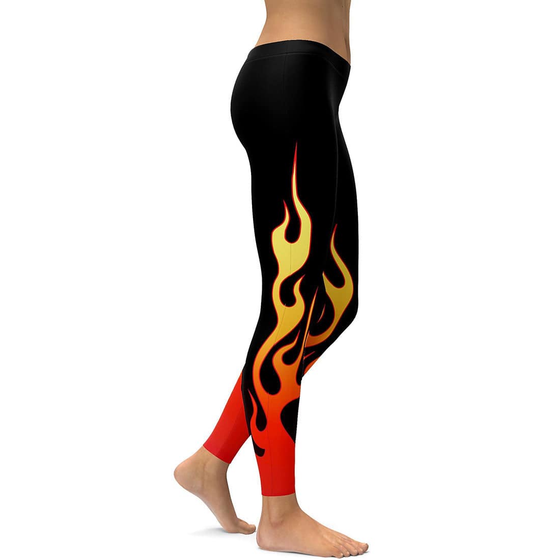 Gradient Flame Print Ladies Breathable Sports Yoga Leggings - Clothing Personality