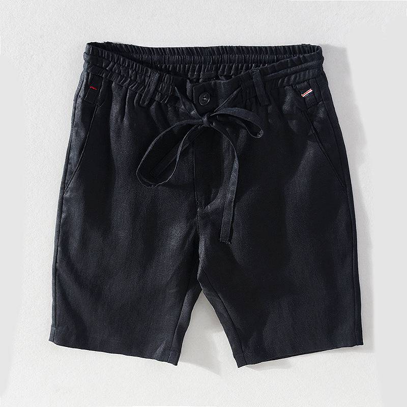 Straight Shorts Men's Comfortable Linen Mid-waist Solid Color Overalls Shorts - Clothing Personality