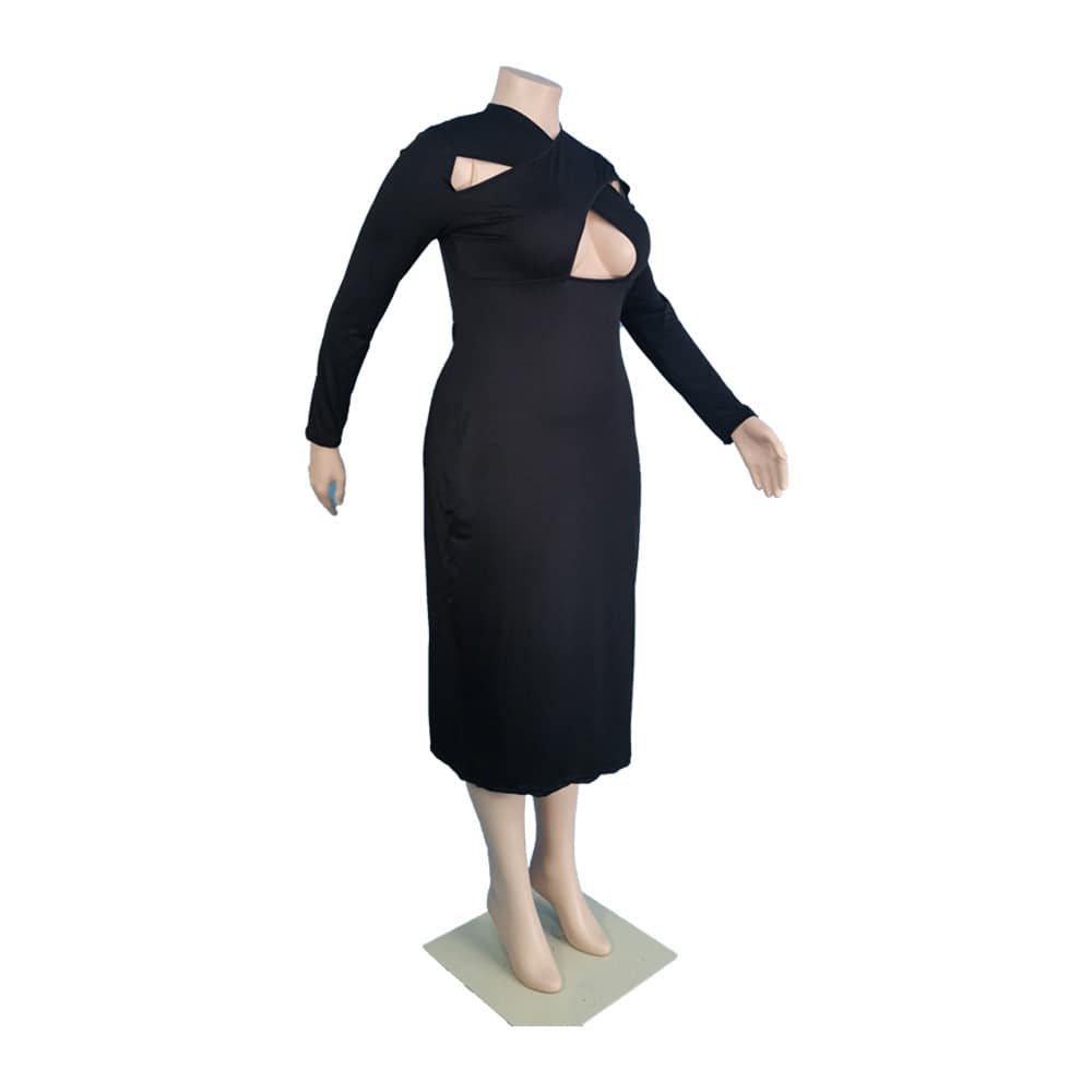 Plus Size Women's Solid Color Casual Fashion Dress - Clothing Personality