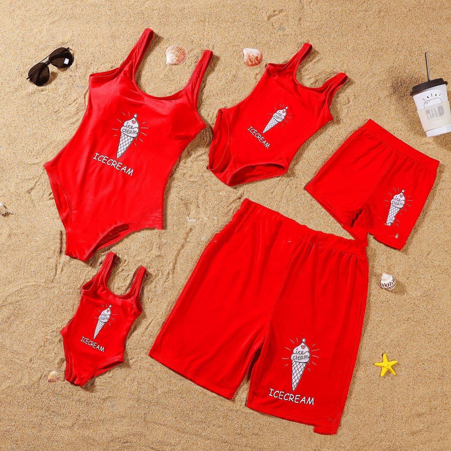 Parent-child Swimsuit Quick Dry Beach Pants Mid-child Swimsuit - Clothing Personality