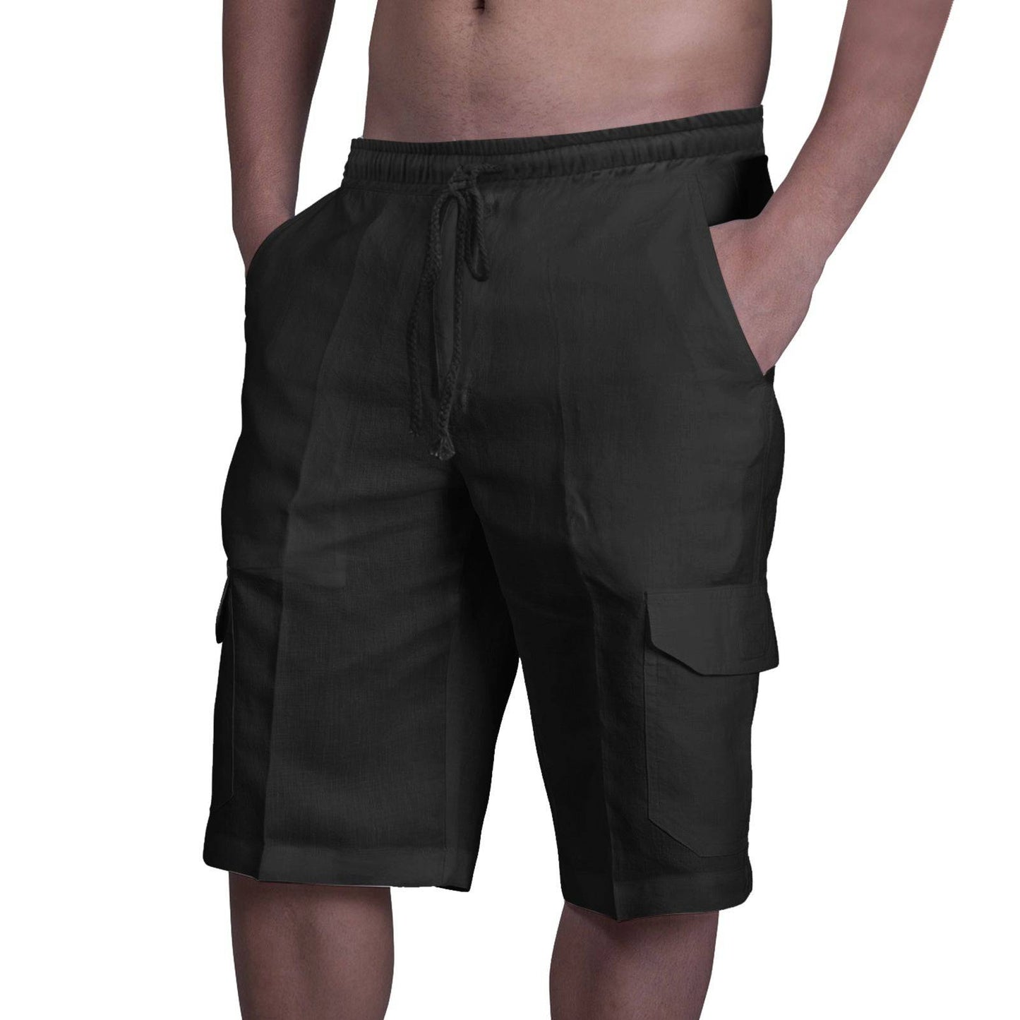 Multi Pocket Tie Men's Beach Cargo Pants - Clothing Personality