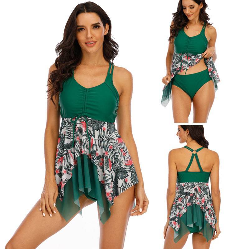 Swimsuit Tankini Skirt Split Swimsuit Slim Slim Conservative - Clothing Personality
