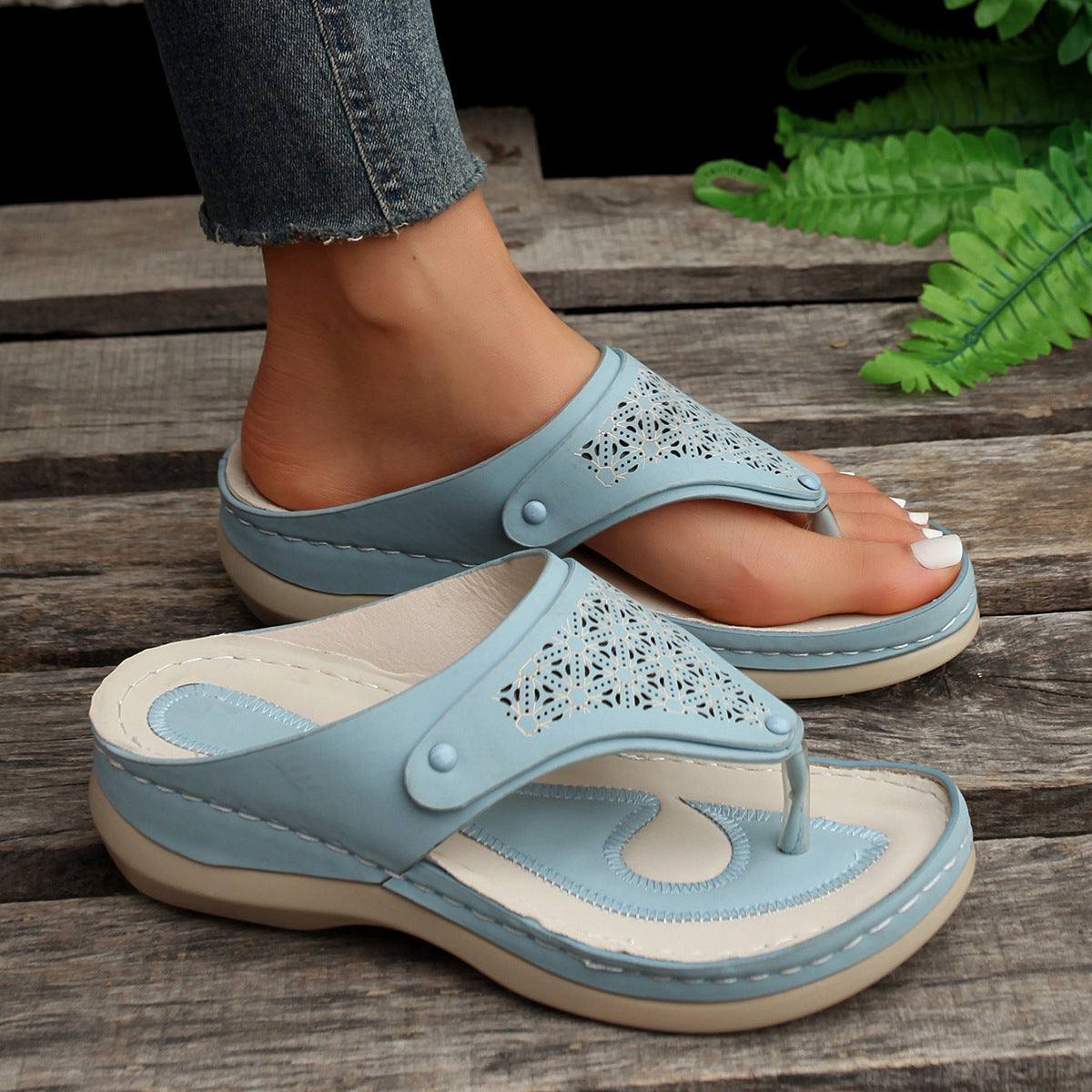 Clip Toe Hollowed Out Women's Sandals Casual Large Size Wedges - Clothing Personality